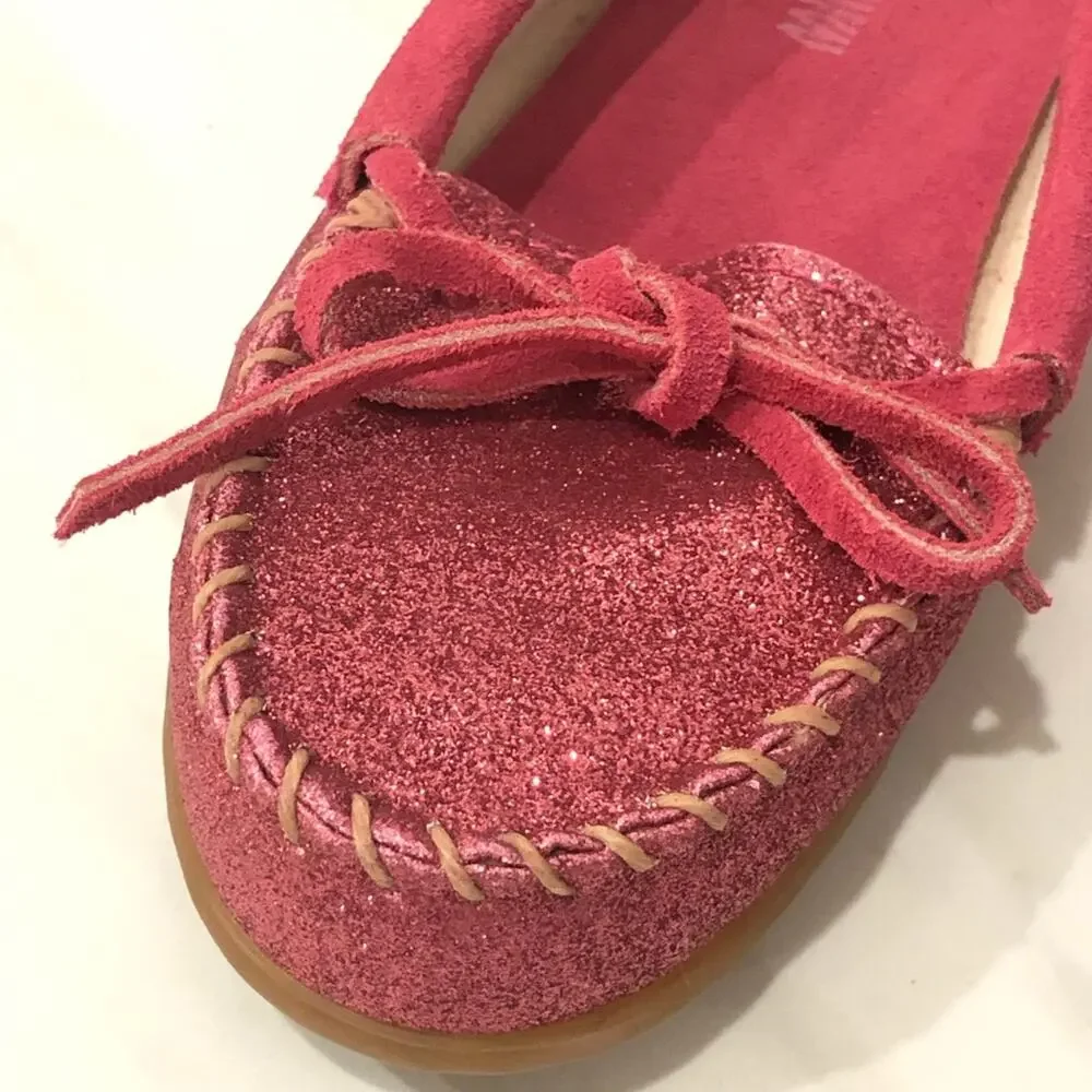 Minnetonka Hot Pink Glitter Moccasins Mocs 3
